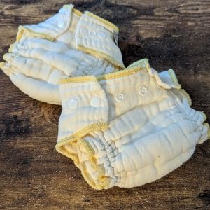 2 Cloth Eez unbleached organic fitted cloth diapers Small